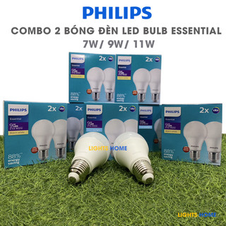 Combo 2 bóng đèn led bulb philips essential e27 a60 - 7w / 9w /11w - tiết kiệm năng lượng, ánh sáng hiệu quả