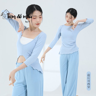 Áo thun mang hai kiểu, tay lửng, phần eo may nhíu tôn dáng