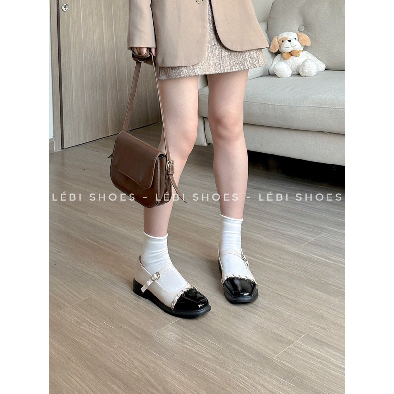 Giày búp bê mary jane pha mũi mix xích  - LÉBI SHOES