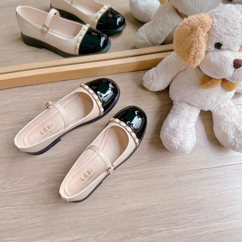 Giày búp bê mary jane pha mũi mix xích  - LÉBI SHOES