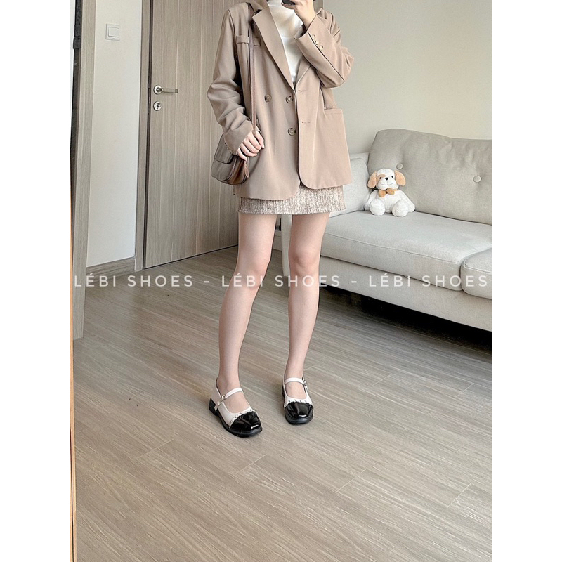 Giày búp bê mary jane pha mũi mix xích  - LÉBI SHOES