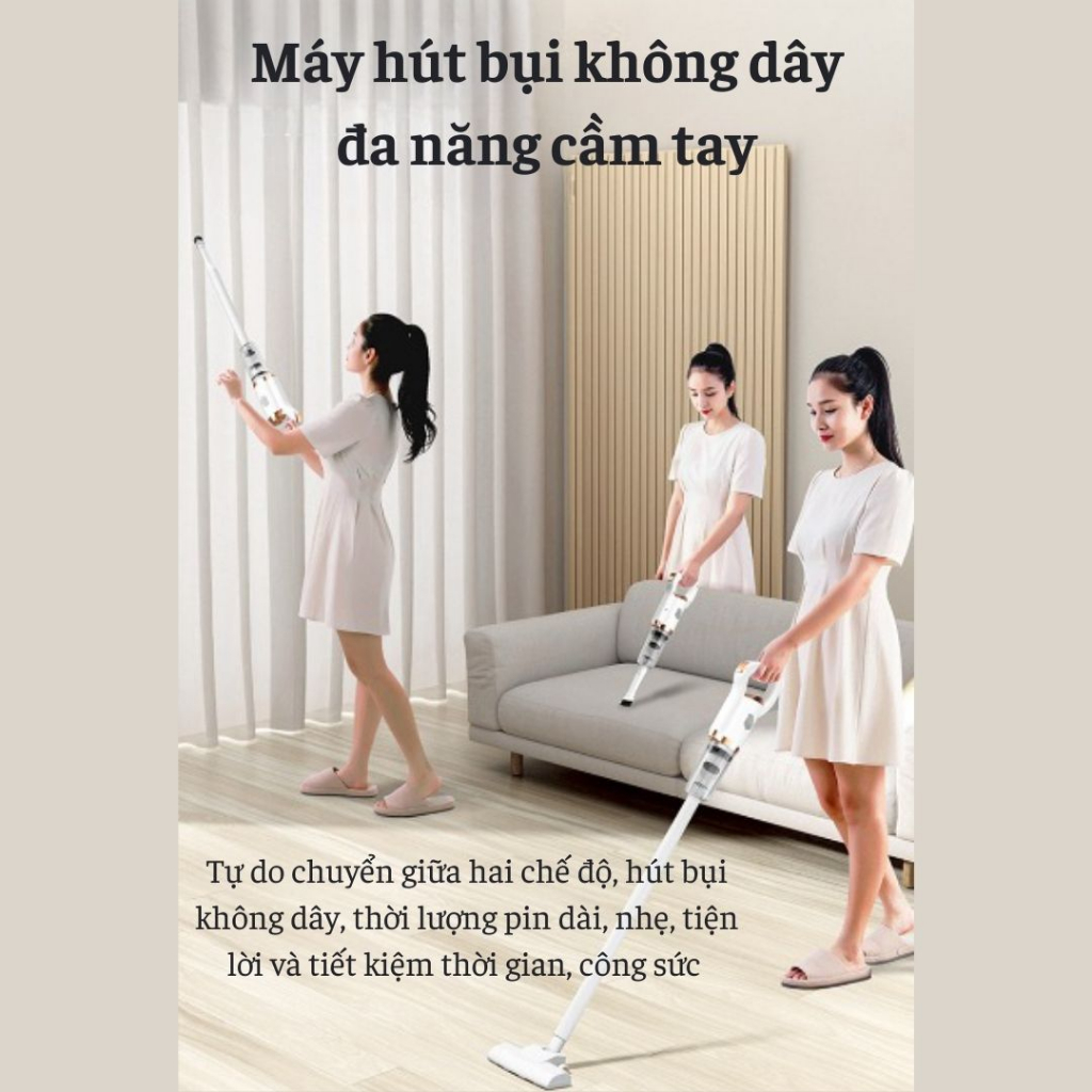 Máy Hút Bụi Cầm Tay Đa Năng  Tặng Kèm Đầu Hút Nối Dài, Máy Hút Bụi Không Dây Lực Hút Cực Mạnh Bảo Hành 12 Tháng