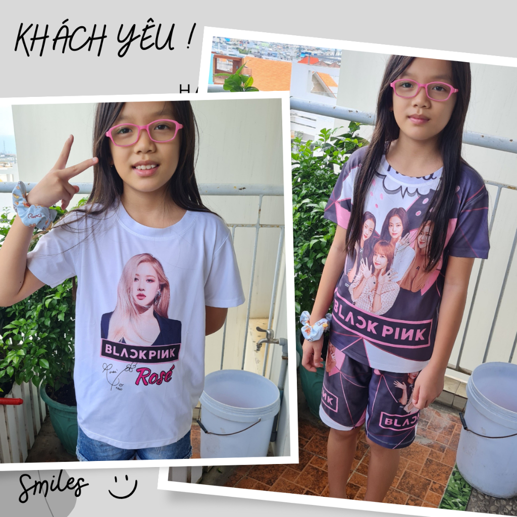 Áo thun BlackPink in hình sắc nét, nhóm nhạc nữ Black Pink dễ thương, size 10 - 60kg