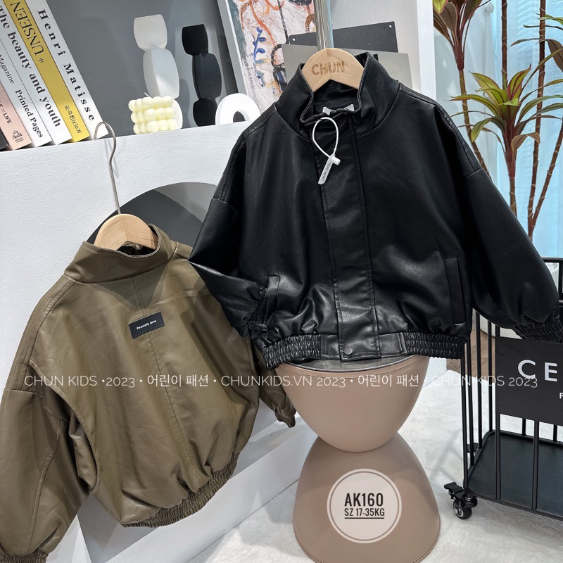 AK160 - ÁO khoác DA mafia cổ trụ rất ngầu Personality Jeans - 1327 cho Bé