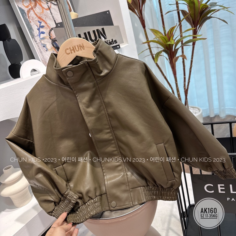 AK160 - ÁO khoác DA mafia cổ trụ rất ngầu Personality Jeans - 1327 cho Bé