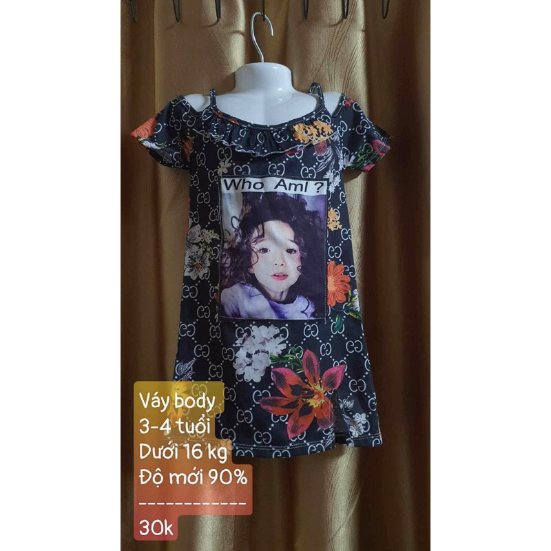 váy body bé gái (pass) váy trễ vai 2 dây bé gái