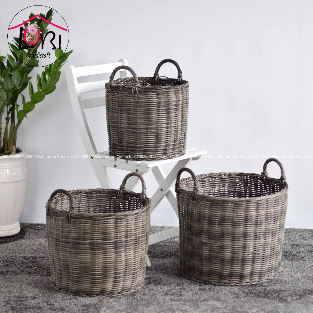 - Giỏ đựng quần áo giặt đan nhựa giả mây - sang trọng