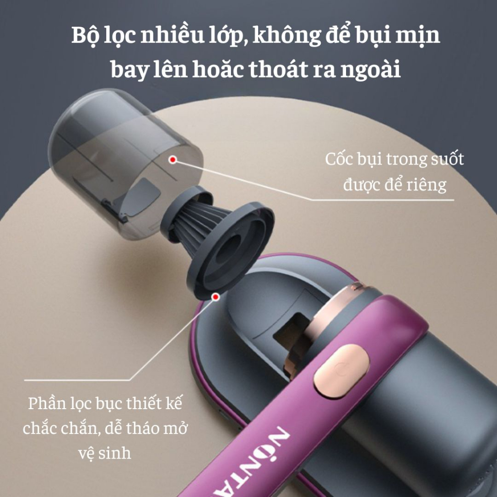 Máy Hút Bụi Mịn Cầm Tay Không Dây Cao Cấp, Hút Bụi Giường Nệm MiNi, Máy Khử Khuẩn Bằng Tia UV Kép ,Hàng Chính Hãng