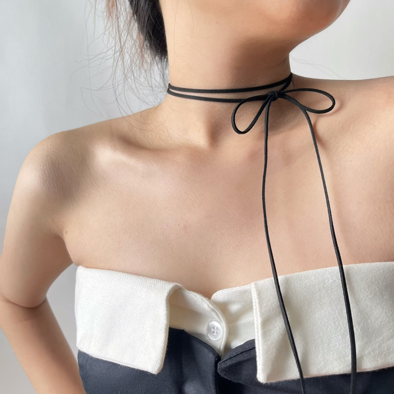 Vòng cổ thắt nơ da lộn  HeibyHer