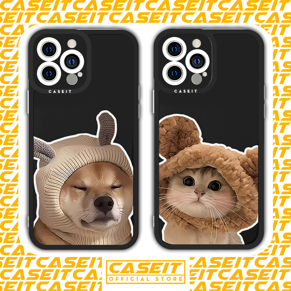 Ốp lưng iphone cạnh vuông Caseit cặp đôi ốp đôi chó mèo tai thỏ cute hài hước meme x/11/12/13/14/pro