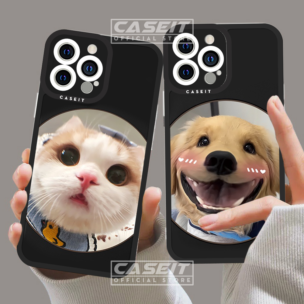 Ốp lưng iphone cạnh vuông Caseit cặp đôi ốp đôi chó mèo ống kính cute hài hước meme x/11/12/13/14/pr