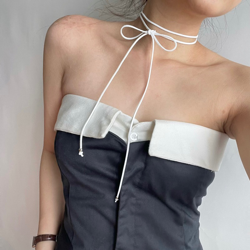 Vòng cổ thắt nơ da lộn  HeibyHer