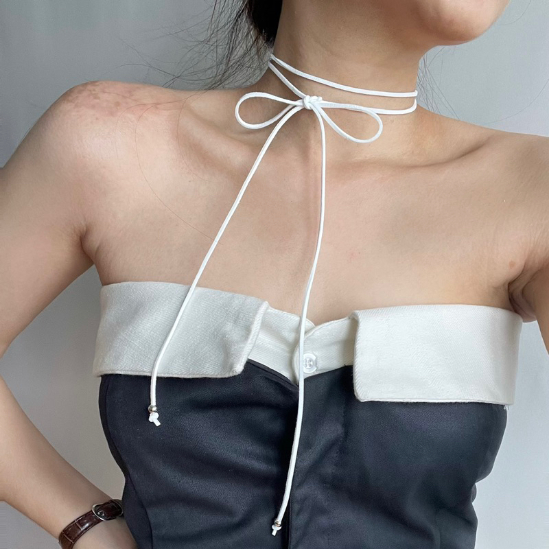 Vòng cổ thắt nơ da lộn  HeibyHer