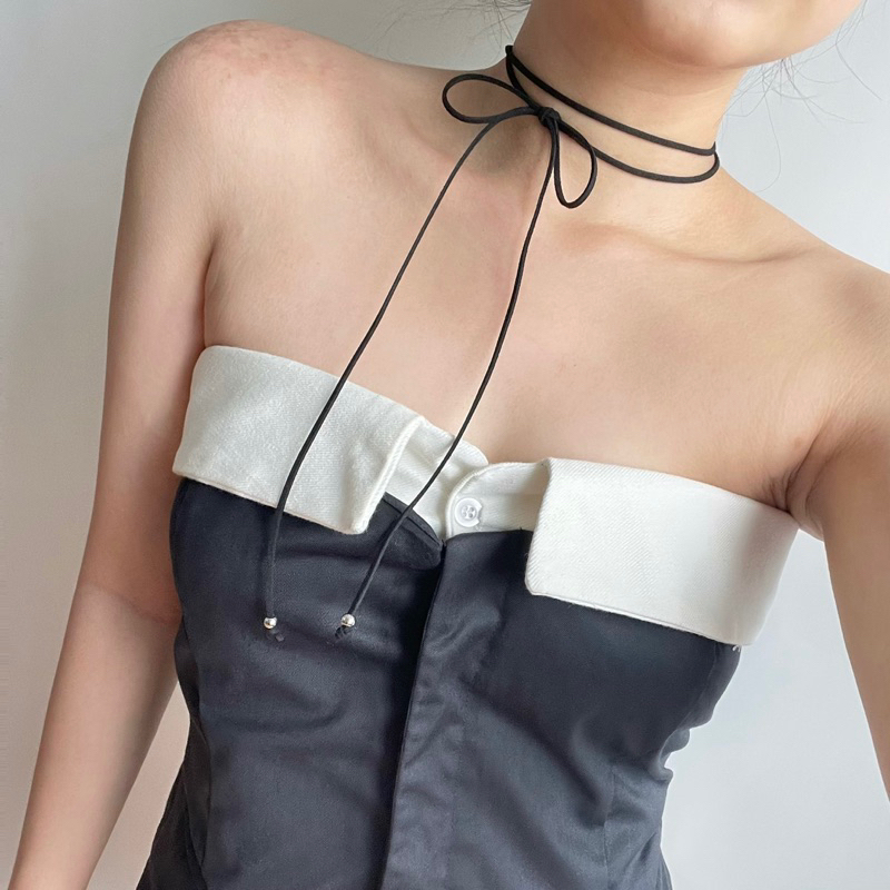 Vòng cổ thắt nơ da lộn  HeibyHer