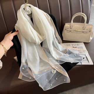 Khăn choàng lụa HUMI quàng cổ tơ tằm chất liệu cao cấp họa tiết sang trọng phụ kiện phối đồ mùa hè