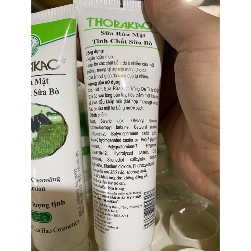 Sữa rửa mặt làm trắng da mịn màng tươi sáng ngừa mụn bo THORAKAO 120ml