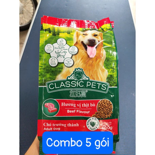 [COMPO 5 Gói ] THỨC ĂN KHÔ DÀNH CHO CHÓ TRƯỞNG THÀNH VỊ BÒ CLASSIC PET 400gr