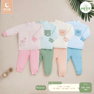 [CHÍNH HÃNG] Bộ quần áo dài tay cổ lọ 2cm/3cm petit họa tiết trẻ em Moon
