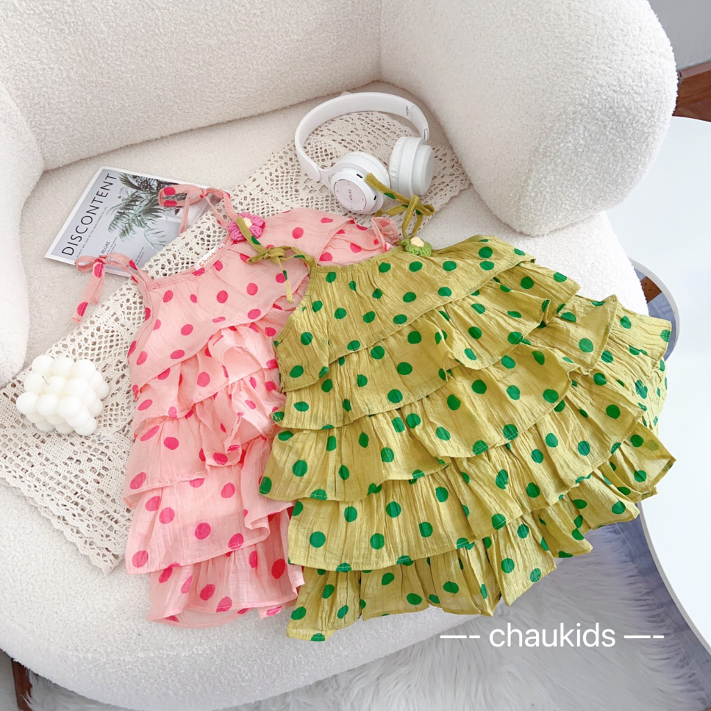 Váy bé gái công chúa 2 dây nhiều tầng size đại cho bé từ 8-25kg