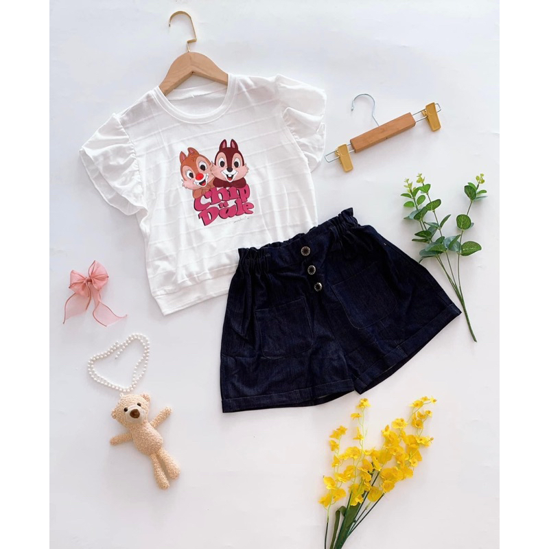🔹Áo bé gái cánh dơi bèo trắng in hinh TG34
