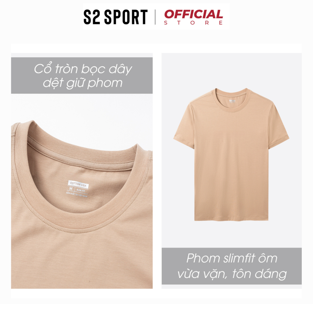 Áo thun nam ngắn tay S2 SPORT ST2301 t-shirt cổ tròn tay lỡ cotton USA premium mềm mịn co giãn 4 chiều mặc hè thoáng