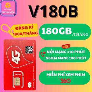 Sim 4g viettel chuyên data - sim v180b combo data + free gọi