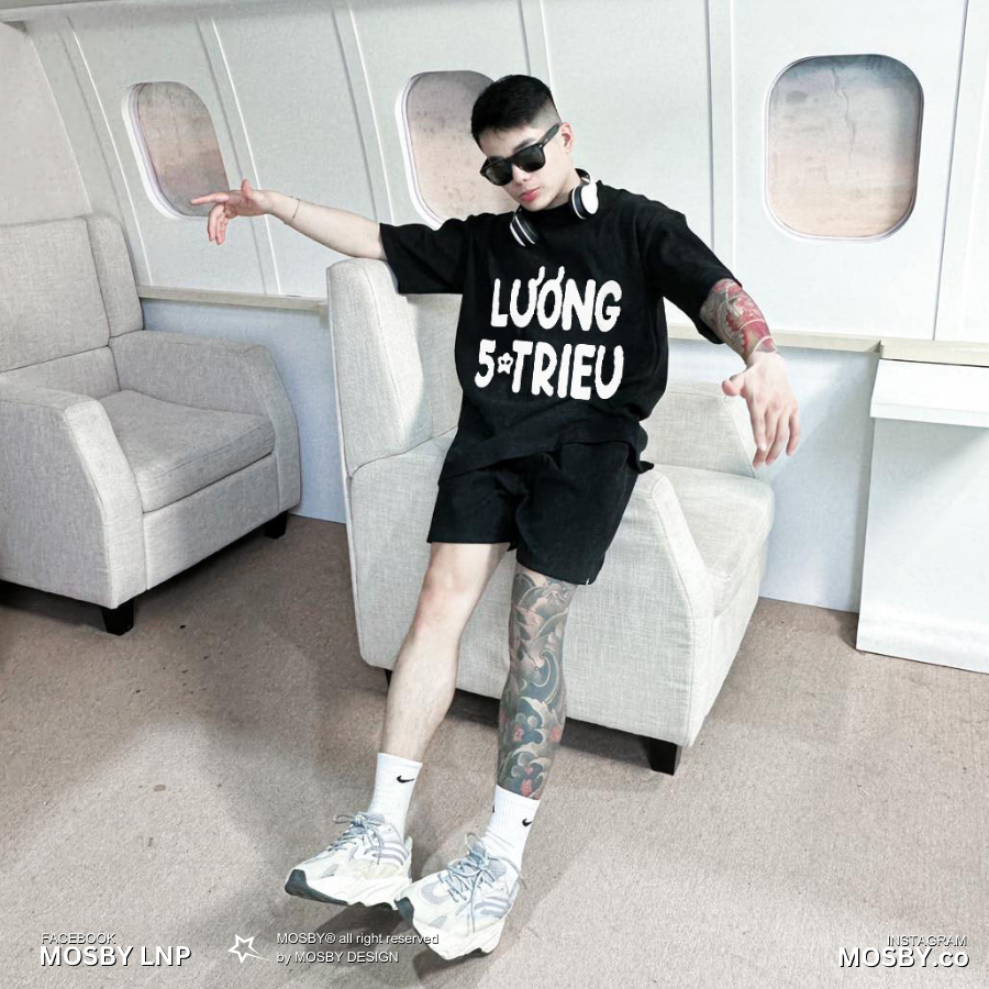 Áo Phông Tay Lỡ LƯƠNG 5 TRIỆU - Áo Phông Unisex - Áo Thun nam nữ form rộng oversize cao cấp by MOSBY OFFICIAL