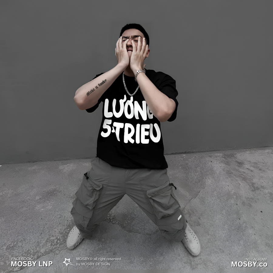 Áo Phông Tay Lỡ LƯƠNG 5 TRIỆU - Áo Phông Unisex - Áo Thun nam nữ form rộng oversize cao cấp by MOSBY OFFICIAL