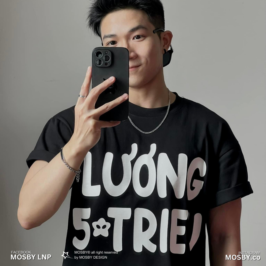 Áo Phông Tay Lỡ LƯƠNG 5 TRIỆU - Áo Phông Unisex - Áo Thun nam nữ form rộng oversize cao cấp by MOSBY OFFICIAL
