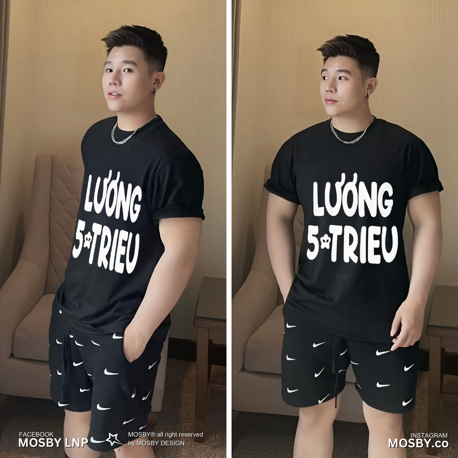 Áo Phông Tay Lỡ LƯƠNG 5 TRIỆU - Áo Phông Unisex - Áo Thun nam nữ form rộng oversize cao cấp by MOSBY OFFICIAL