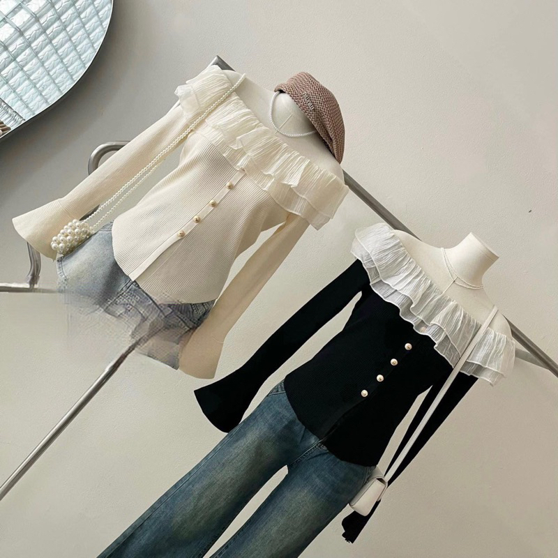 áo Mông tơ ghi cổ bèo xinh