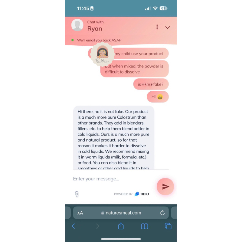 Sữa Non Colostrum + Lactoferrin Nature's Meal USA Hộp 120gr cho bé từ sơ sinh