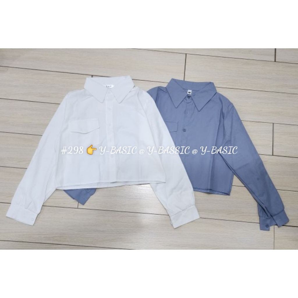 Áo sơ mi Croptop tay dài túi nắp sang chảnh