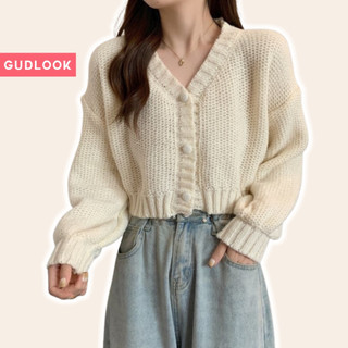 Áo Cardigan Len Dáng Ngắn GUDLOOK Cổ V 5 Màu Đa Dạng Dễ Phối Đồ
