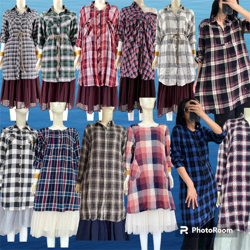 BST 5-Đầm sơmi flannel phong cách cá tính