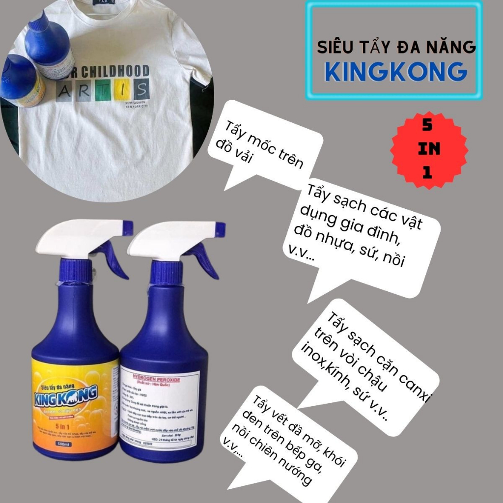[ KÈM QUÀ TẶNG ] SET Siêu Tẩy Đa Năng KingKong 5 in 1. Chất Tẩy Không Mùi , Không Hại Sức khỏe