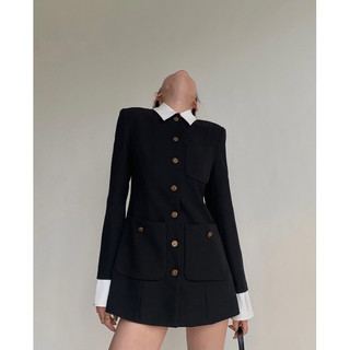 Áo khoác blazer 2 lớp dáng dài phối cổ sơ mi sang chảnh thanh lịch thời trang thu đông by EM Design