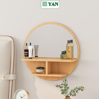 Gương treo tường decor trang điểm kềm kệ để mỹ phẩm gỗ mdf - gp300