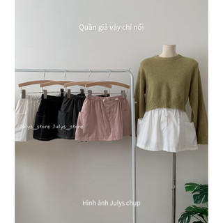 Quần short giả váy chỉ nổi túi hộp