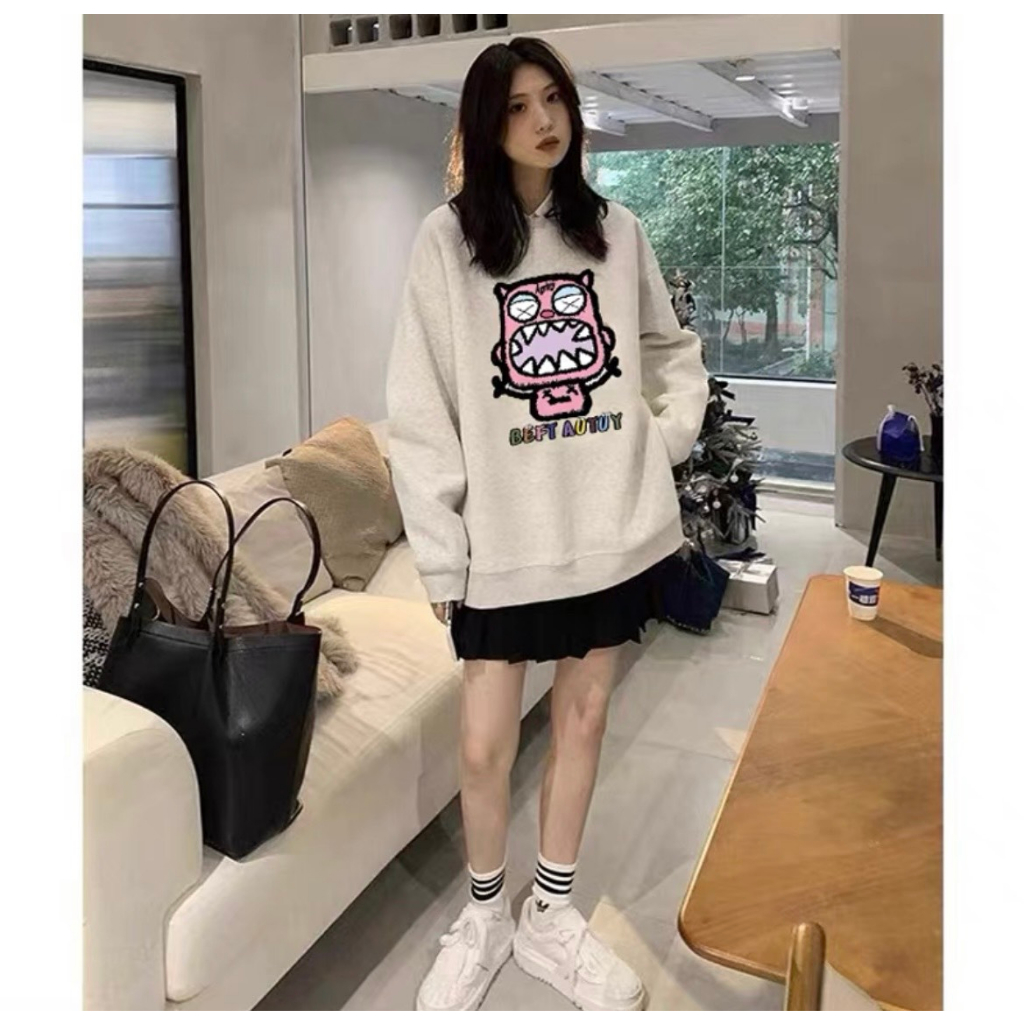 Áo nỉ ,áo sweater tay dài nam nữ form rộng nam nữ basic hoạ tiết cute đáng yêu hottrend thu đông