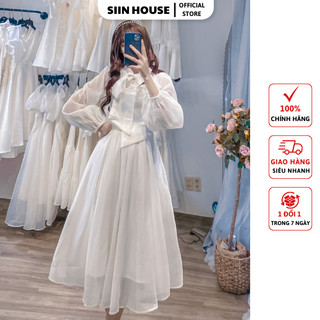 Đầm Tiểu Thư Tay Phồng Nơ Cổ chụp kỷ yếu, dự tiệc, du lịch