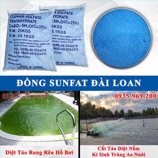 1kg Đồng Sunfat, CuSO4, Phèn Xanh Cắt Rong Rêu Tảo Hồ Bơi, Diệt Nấm Cá.