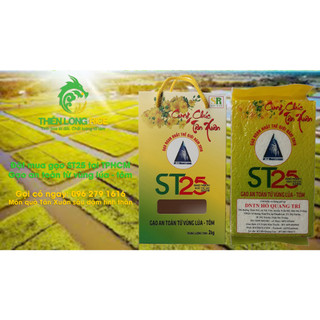 Gạo st25 lúa - tôm hộp 2kg, gạo ông cua gạo an toàn từ vùng lúa - tôm, gạo ngon nhất thế giới