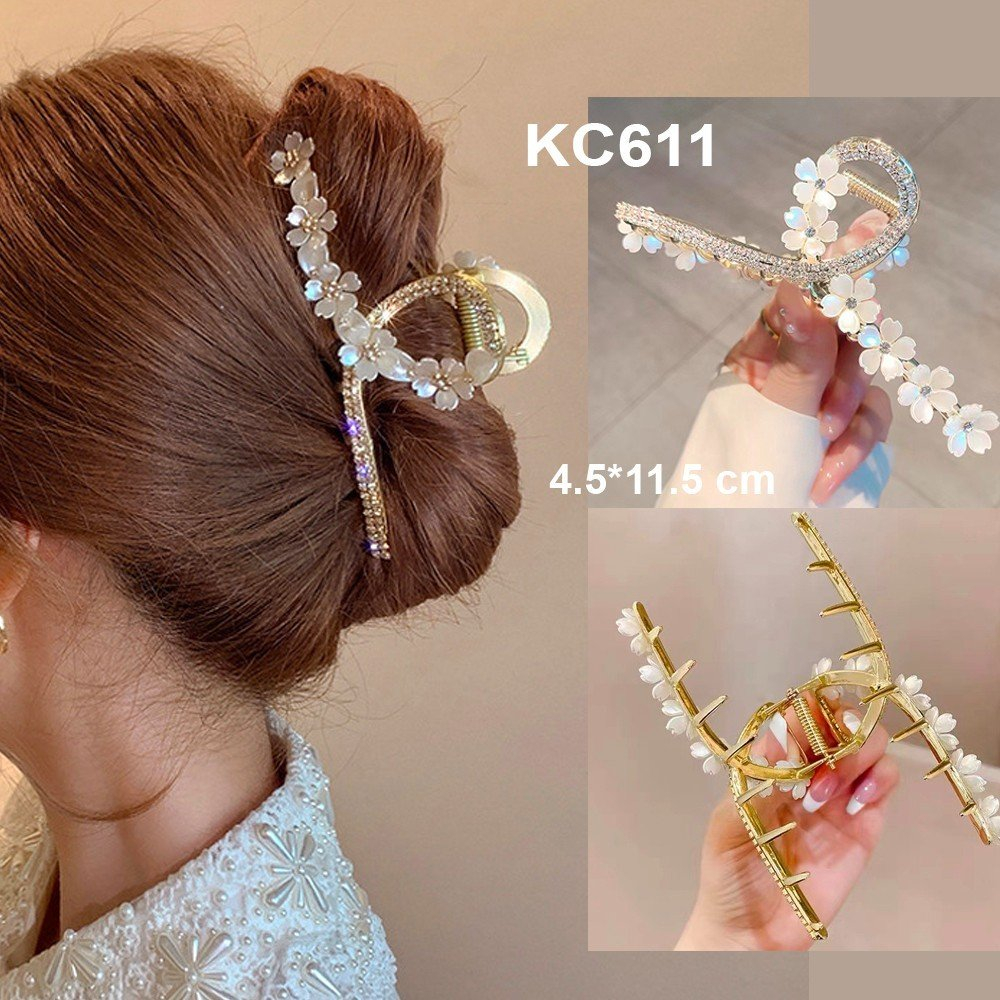 Phụ Kiện Tóc Nữ -  Kẹp Tóc Kim Loại Đính Đá Hình Hoa Mai 5 Cánh Sang Chảnh Phong Cách Hàn Quốc Thời Trang KC618