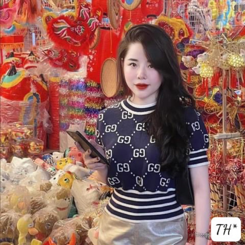 Len mông tơ ghi viền cổ cộc tay