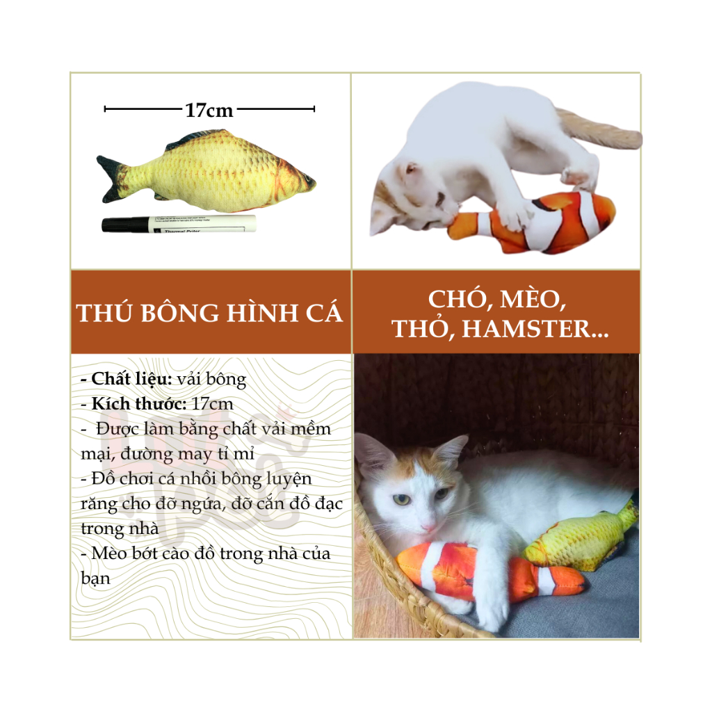 Thú bông hình cá - đồ chơi chó mèo hình cá chép - gấu bông cho chó mèo - lutpet