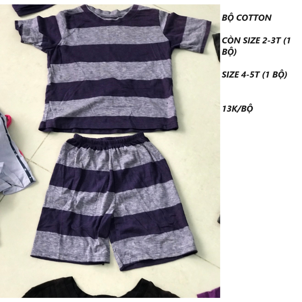 BỘ COTTON LẺ SIZE CHO BÉ NHIỀU KIỂU THANH LÝ 15K/BỘ