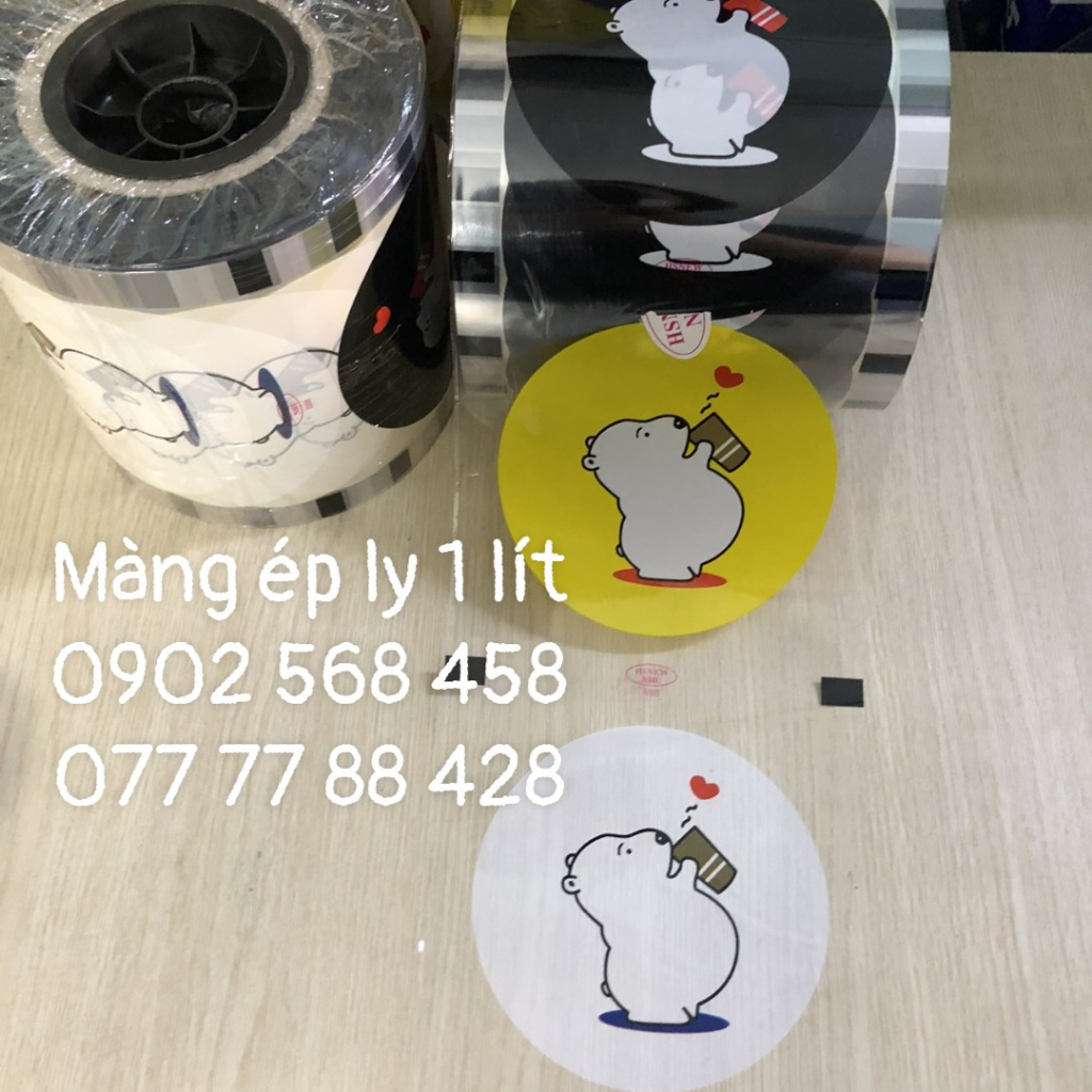 Cuộn màng ép ly, màng dập cốc dùng cho ly khổng lồ 800ml -900ml -1000ml in sẵn họa tiết vui tươi, đẹp mắt