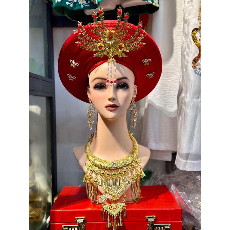 Bộ trâm Phượng + khuyên tai mạ vàng - Trang sức hầu đồng , biểu diễn văn nghệ