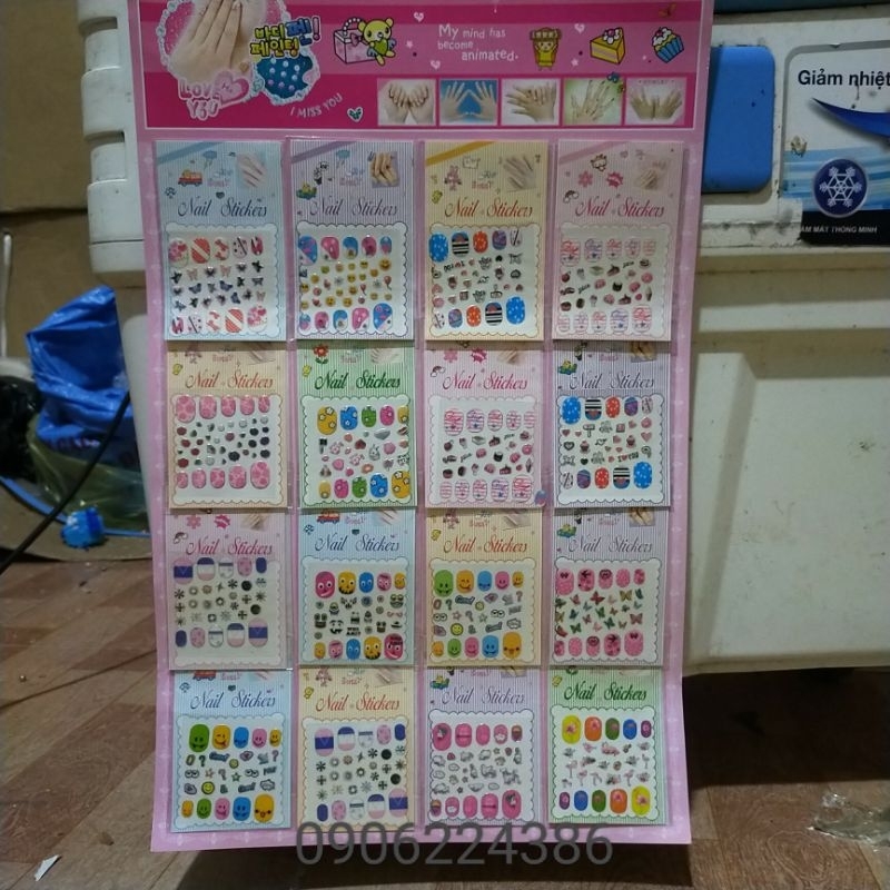 Vỉ 16 Bộ dán sticker món tay hàng đẹp cho bé